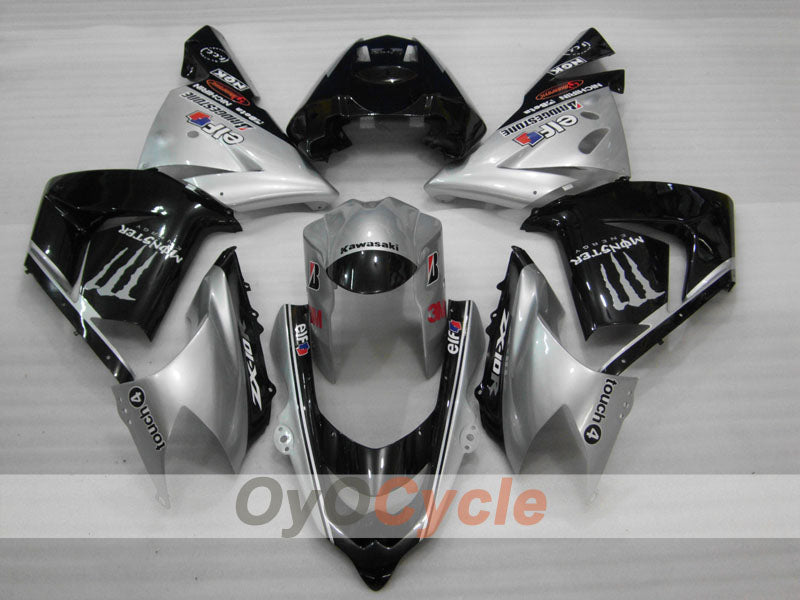 Kit de carénage à injection pour NINJA ZX-10R 04-05 - Noir, Argent - Monster #OYO87906086
