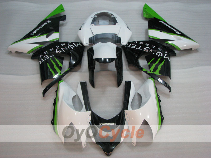 Kit de carénage à injection pour NINJA ZX-10R 04-05 - Vert, Blanc, Noir - Monster #OYO87906089