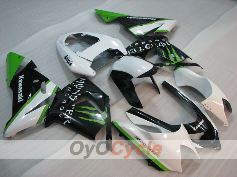 Kit de carénage à injection pour NINJA ZX-10R 04-05 - Vert, Blanc, Noir - Monster #OYO87906089