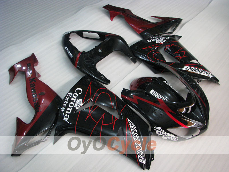 Kit de carénages injectés pour NINJA ZX-10R 06-07 - Rouge vin, Noir - Corona #OYO87906094