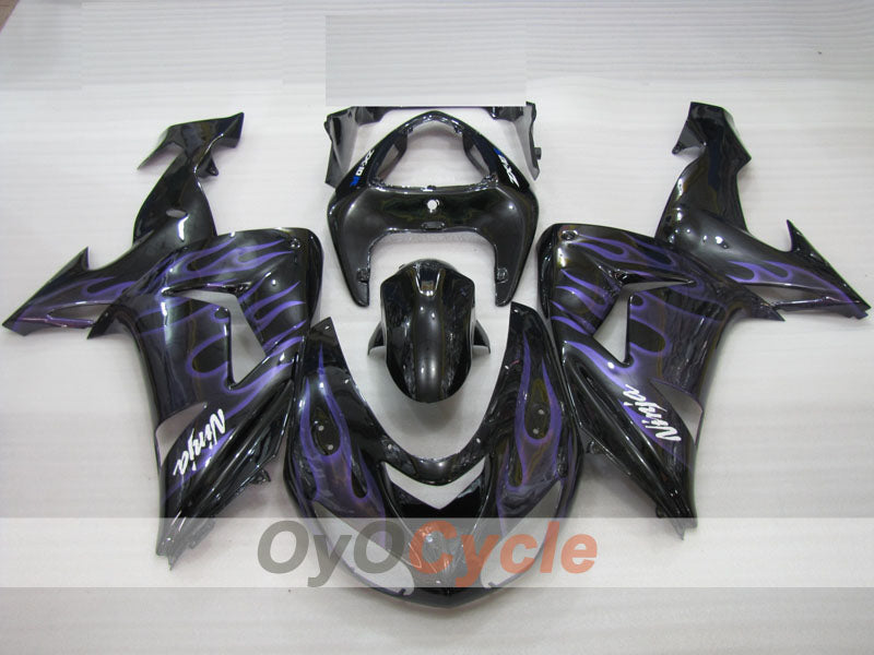 Kit de carénages injectés pour NINJA ZX-10R 06-07 - Violet, Noir - Flame #OYO87906096