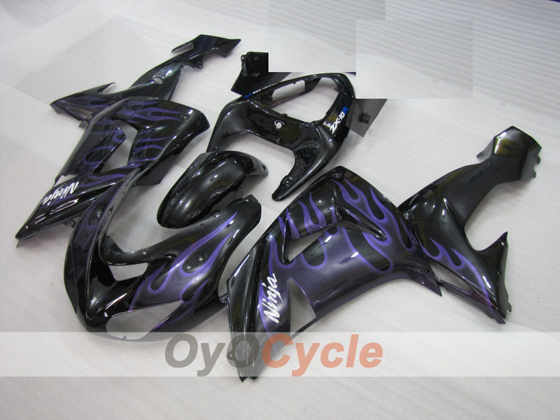 Kit de carénages injectés pour NINJA ZX-10R 06-07 - Violet, Noir - Flame #OYO87906096 Image principale du produit
