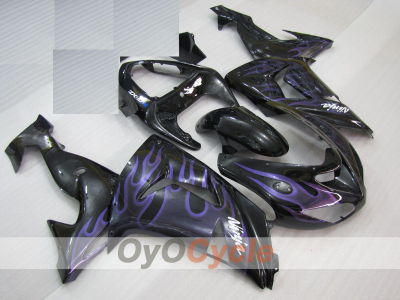 Kit de carénages injectés pour NINJA ZX-10R 06-07 - Violet, Noir - Flame #OYO87906096