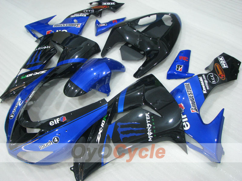 Kit de carénages injectés pour NINJA ZX-10R 06-07 - Bleu, Noir - Monster #OYO87906098