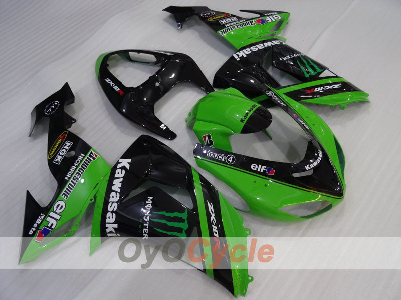 Kit de carénages injectés pour NINJA ZX-10R 06-07 - Vert, Noir - Monster #OYO87906099