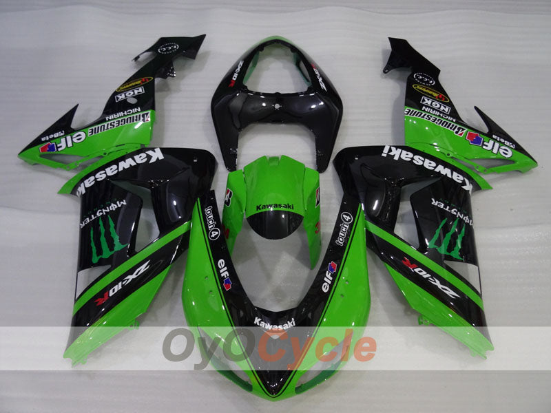 Kit de carénages injectés pour NINJA ZX-10R 06-07 - Vert, Noir - Monster #OYO87906099