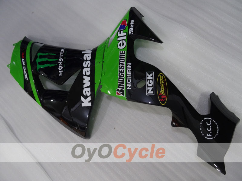Kit de carénages injectés pour NINJA ZX-10R 06-07 - Vert, Noir - Monster #OYO87906099