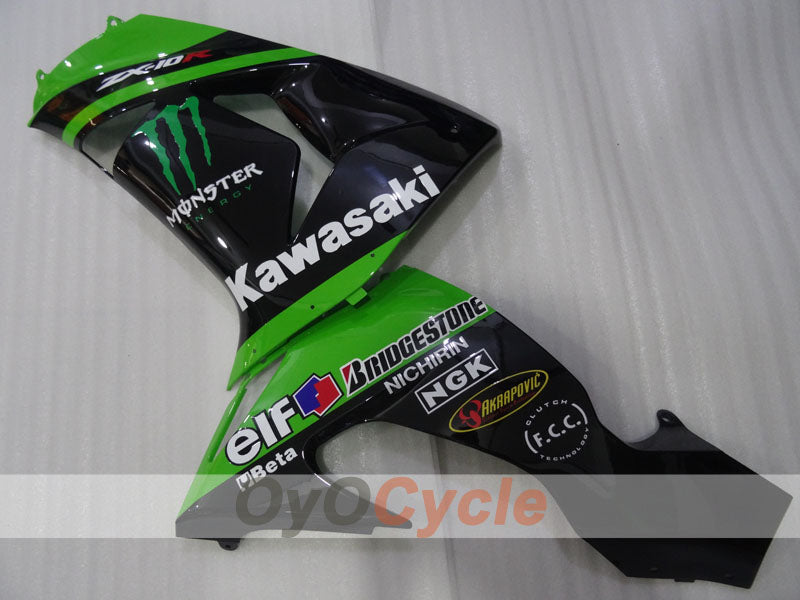 Kit de carénages injectés pour NINJA ZX-10R 06-07 - Vert, Noir - Monster #OYO87906099