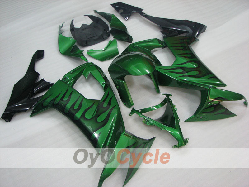 Kit de carénages injectés pour NINJA ZX-10R 08-10 - Vert, Noir - Flame #OYO87906100