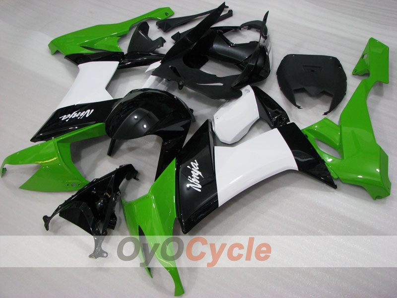 Kit de carénages injectés pour NINJA ZX-10R 08-10 - Vert, Blanc, Noir - Style d'origine #OYO87906101