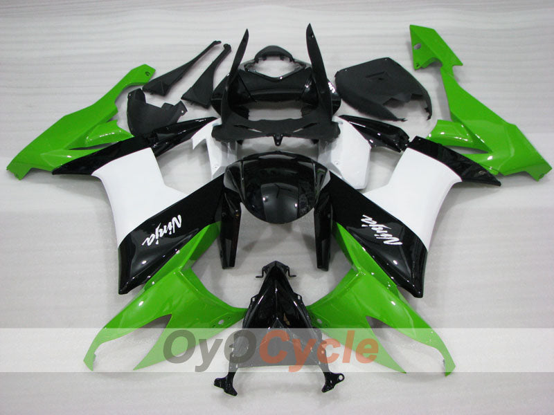 Kit de carénages injectés pour NINJA ZX-10R 08-10 - Vert, Blanc, Noir - Style d'origine #OYO87906101