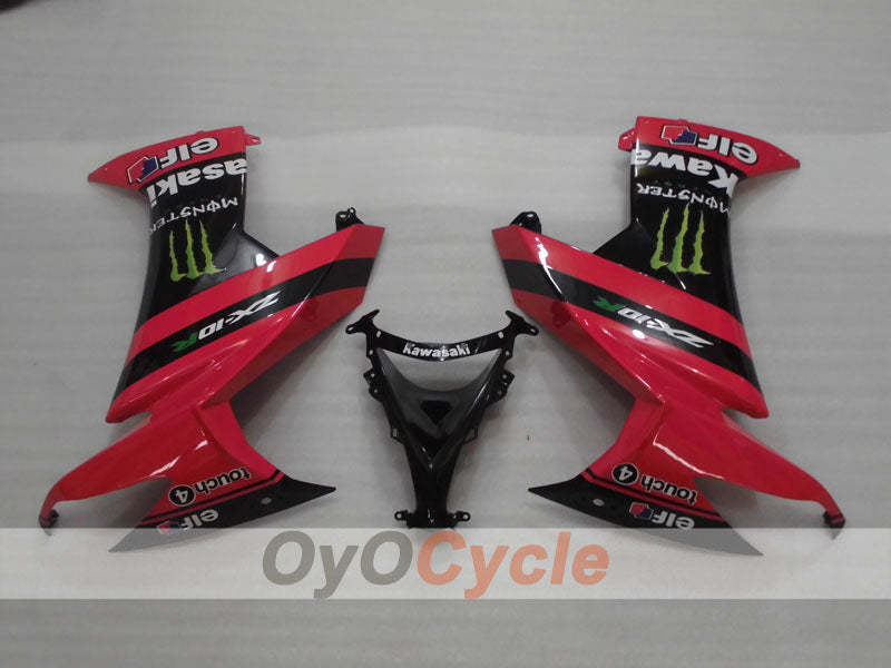 Kit de carénages injectés pour NINJA ZX-10R 08-10 - Rouge, Noir - Monster #OYO87906103