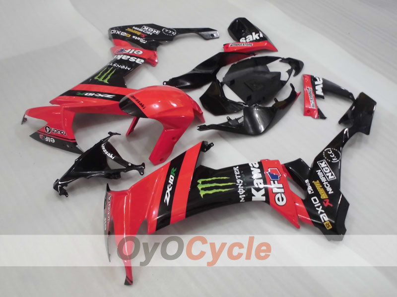 Kit de carénages injectés pour NINJA ZX-10R 08-10 - Rouge, Noir - Monster #OYO87906103