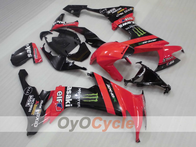 Kit de carénages injectés pour NINJA ZX-10R 08-10 - Rouge, Noir - Monster #OYO87906103
