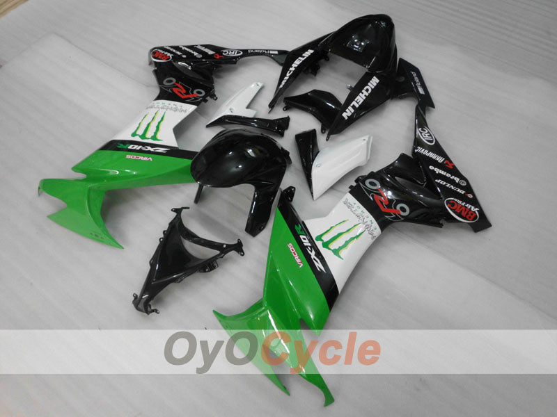 Kit de carénages injectés pour NINJA ZX-10R 08-10 - Vert, Blanc, Noir - Monster #OYO87906104