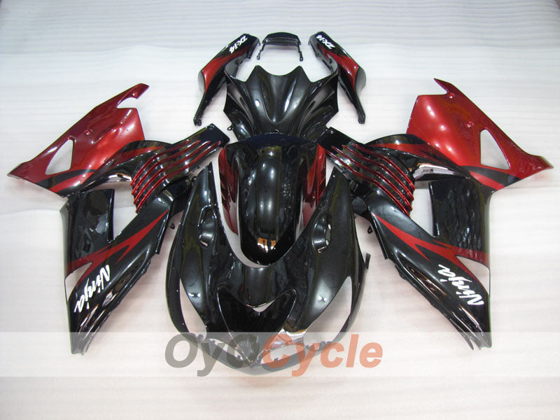 Kit de carénage à injection pour NINJA ZX-14R 06-11 - Couleur rouge vin, noir - Style d’origine #OYO87906126