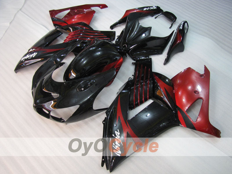 Kit de carénage à injection pour NINJA ZX-14R 06-11 - Couleur rouge vin, noir - Style d’origine #OYO87906126