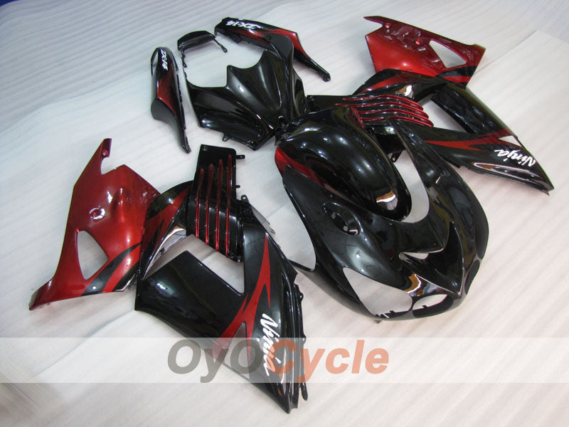 Kit de carénage à injection pour NINJA ZX-14R 06-11 - Couleur rouge vin, noir - Style d’origine #OYO87906126