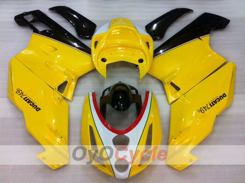 Kit de carénage à injection pour Ducati 749 03-04 - Jaune, Blanc, Noir - Style usine #OYO87906130