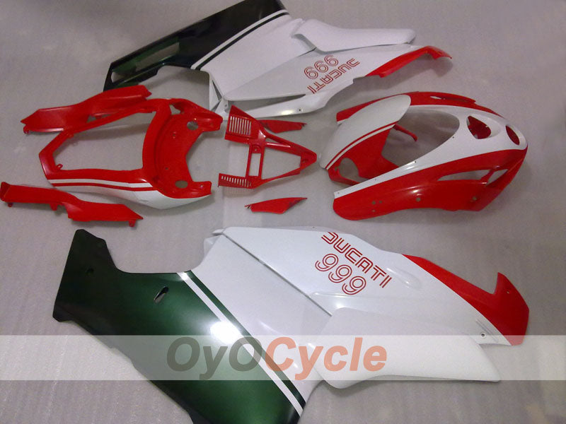 Kit de carénage à injection pour Ducati 749 03-04 - Vert militaire, Rouge, Blanc - Style usine #OYO87906131 Image principale du produit