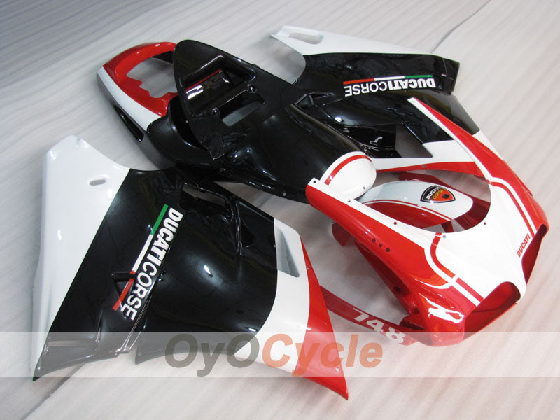 Kit de carénage à injection pour Ducati 748 94-02 - Rouge, Blanc, Noir - Style usine #OYO87906154