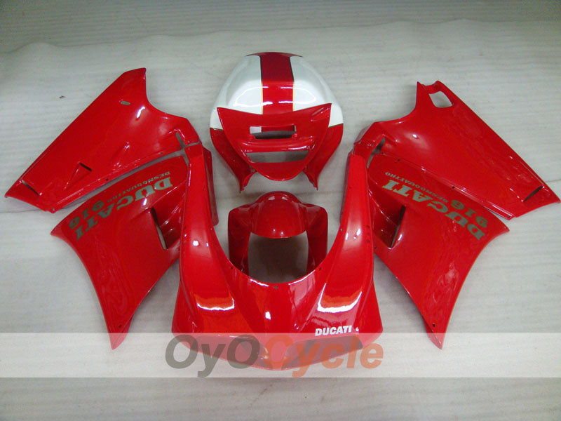 Kit de carénage injecté pour Ducati 916 de 94-98 - Rouge, blanc - Style usine #OYO87906176