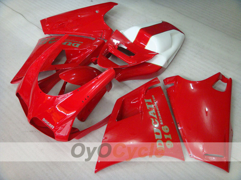Kit de carénage injecté pour Ducati 916 de 94-98 - Rouge, blanc - Style usine #OYO87906176