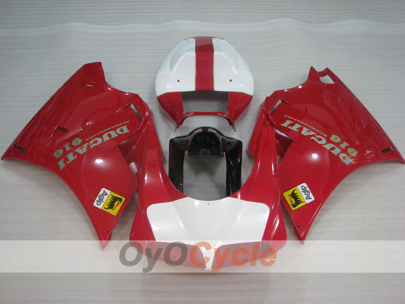 Kit de carénage injecté pour Ducati 916 de 94-98 - Rouge, blanc - Style usine #OYO87906177