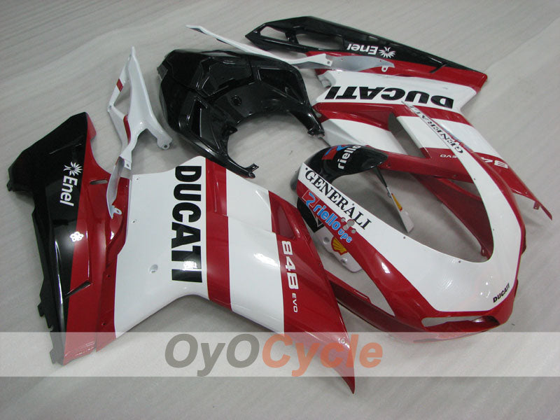 Kit de carénage en injection pour Ducati 848 08-13 - Rouge, Blanc, Noir - Style usine #OYO87906204 Image principale du produit