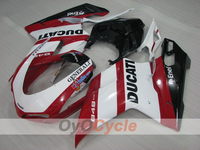 Kit de carénage en injection pour Ducati 848 08-13 - Rouge, Blanc, Noir - Style usine #OYO87906204