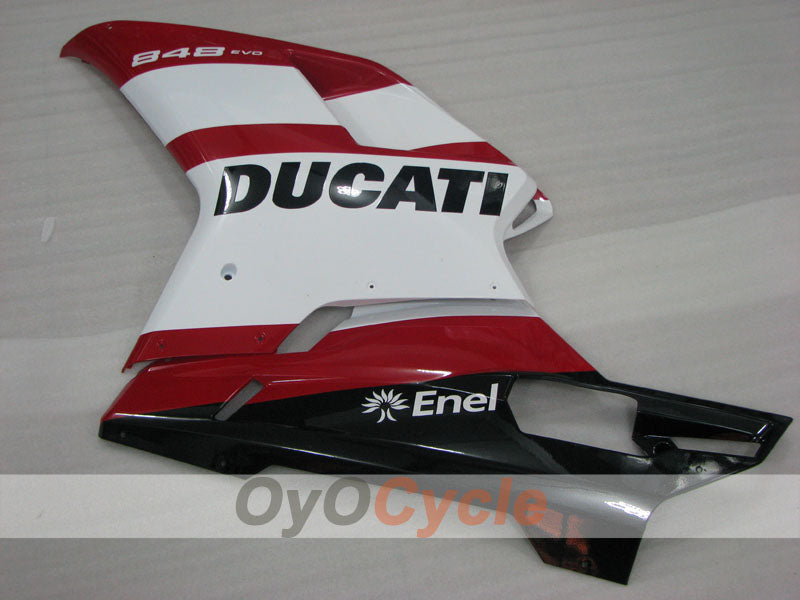 Kit de carénage en injection pour Ducati 848 08-13 - Rouge, Blanc, Noir - Style usine #OYO87906204