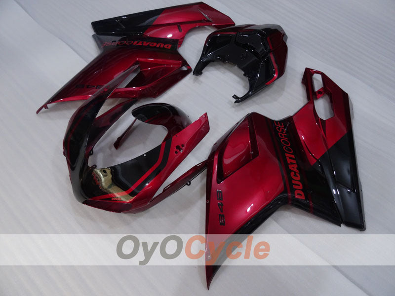Kit de carénage à injection pour Ducati 848 08-13 - couleur rouge vin, noir - style d'origine #OYO87906205