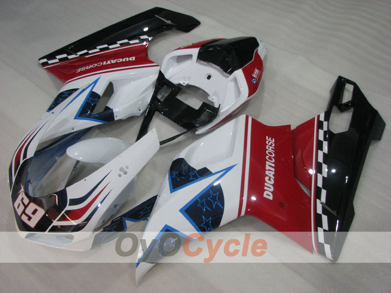 Kit de carénage injecté pour Ducati 848 08-13 - Rouge, Blanc - Xerox #OYO87906218