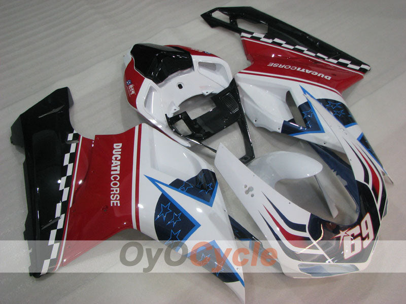 Kit de carénage injecté pour Ducati 848 08-13 - Rouge, Blanc - Xerox #OYO87906218