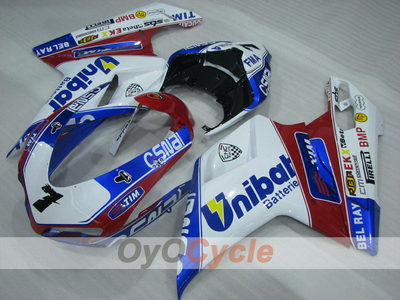 Kit de carénage injecté pour Ducati 848 08-13 - Rouge, Blanc - Style usine #OYO87906220 Image principale du produit