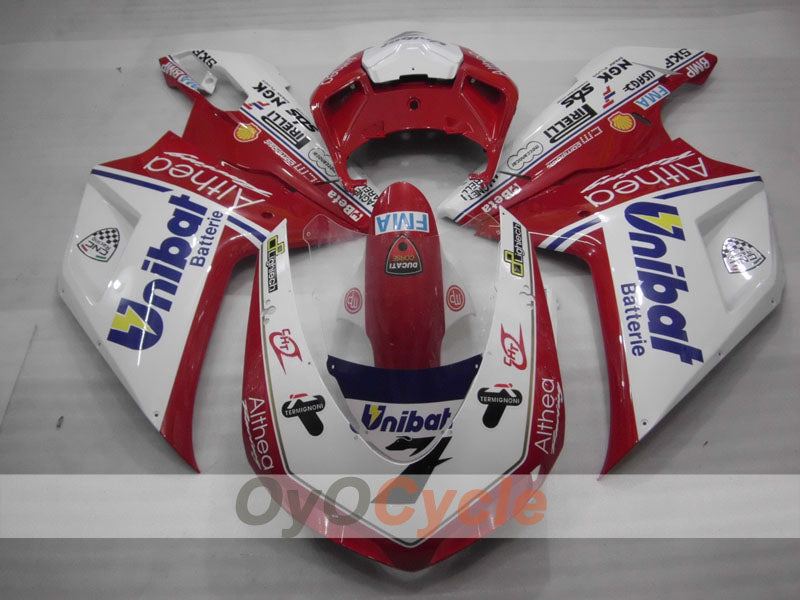 Kit de carénage injecté pour Ducati 1098 07-09 - Rouge, Blanc - Unibat #OYO87906221