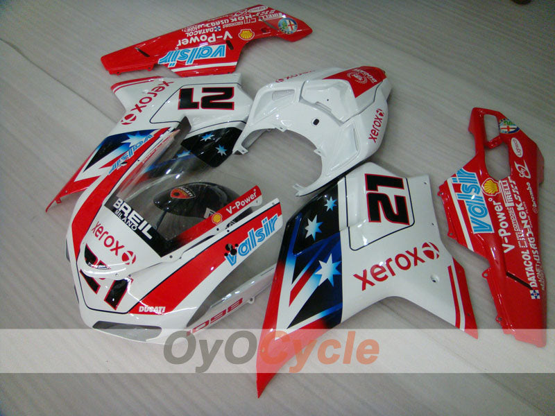Kit de carénage injecté pour Ducati 1098 07-09 - Rouge, Blanc - Xerox #OYO87906222