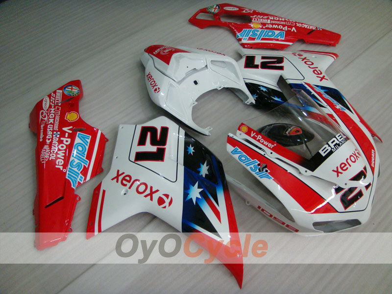 Kit de carénage injecté pour Ducati 1098 07-09 - Rouge, Blanc - Xerox #OYO87906222