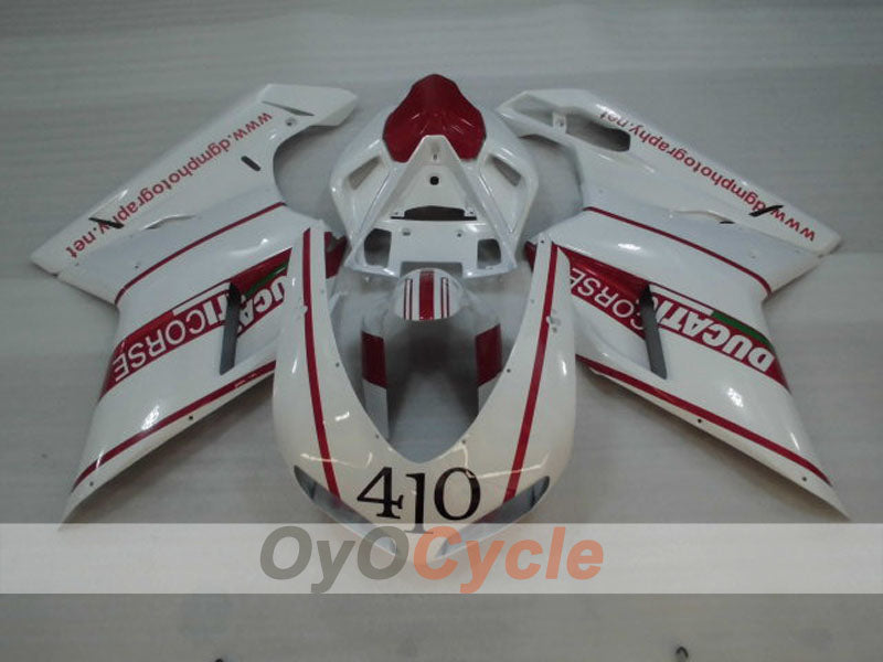 Kit de carénage injecté pour Ducati 1098 07-09 - Rouge, Blanc - Style usine #OYO87906223