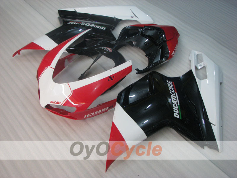 Kit de carénage injecté pour Ducati 1098 07-09 - Rouge, Blanc, Noir - Style usine #OYO87906225