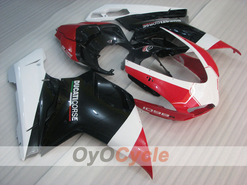 Kit de carénage injecté pour Ducati 1098 07-09 - Rouge, Blanc, Noir - Style usine #OYO87906225