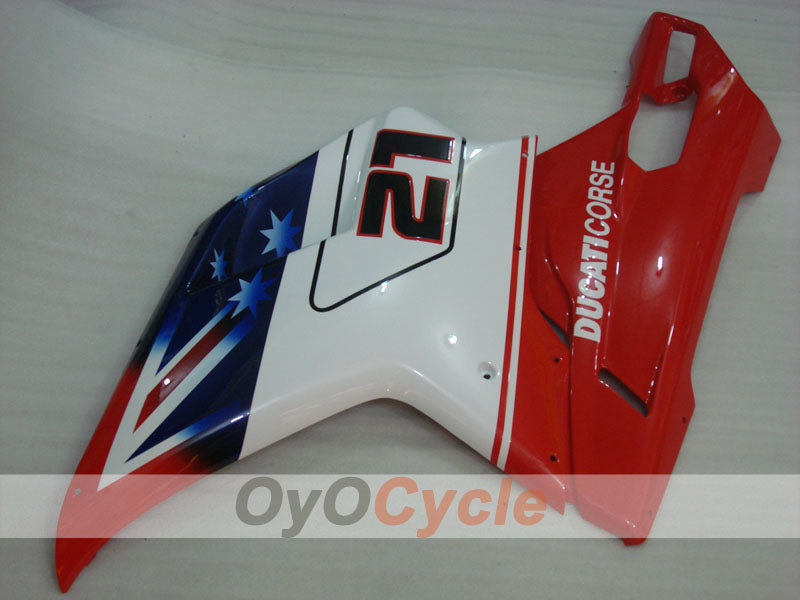 Kit de carénage injecté pour Ducati 1098 07-09 - Rouge, Blanc - Style usine #OYO87906227