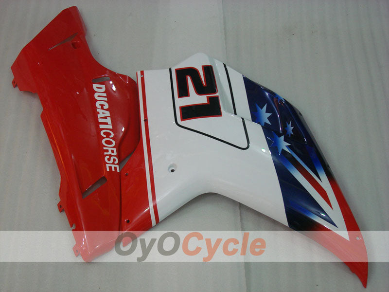 Kit de carénage injecté pour Ducati 1098 07-09 - Rouge, Blanc - Style usine #OYO87906227