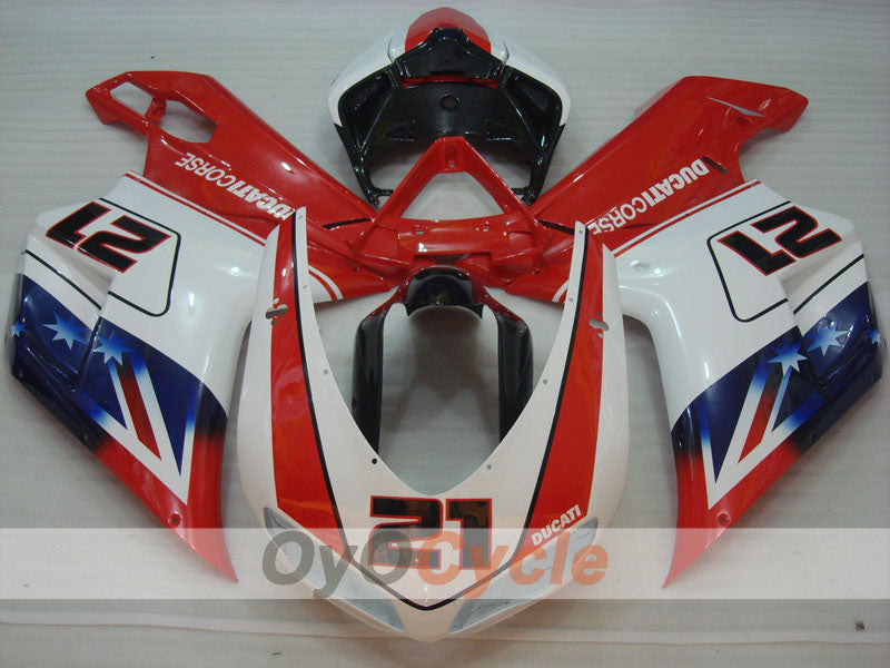 Kit de carénage injecté pour Ducati 1098 07-09 - Rouge, Blanc - Style usine #OYO87906227