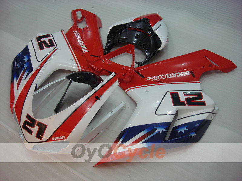 Kit de carénage injecté pour Ducati 1098 07-09 - Rouge, Blanc - Style usine #OYO87906227 Image principale du produit