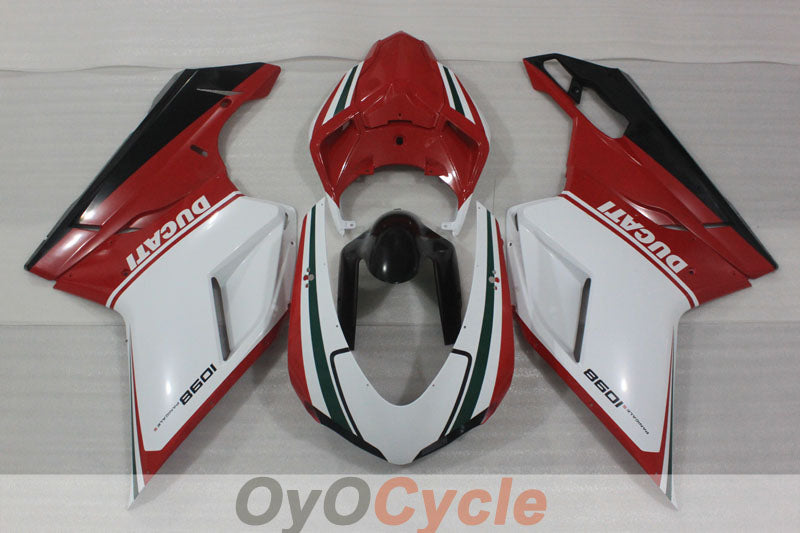 Kit de carénage injecté pour Ducati 1098 07-09 - Rouge, Blanc - Style usine #OYO87906228