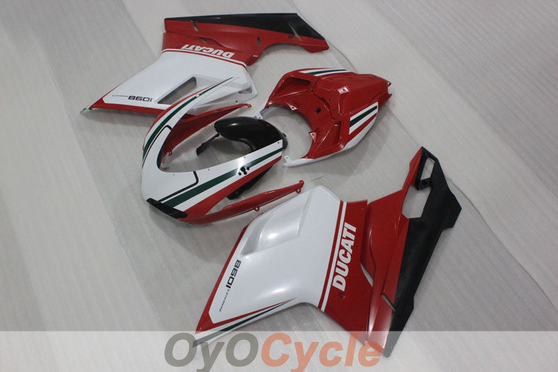 Kit de carénage injecté pour Ducati 1098 07-09 - Rouge, Blanc - Style usine #OYO87906228