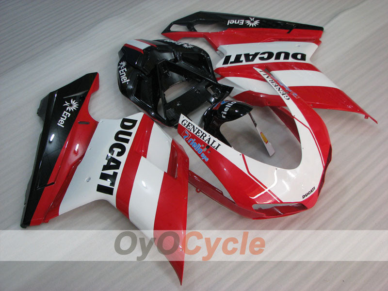 Kit de carénage injecté pour Ducati 1098 07-09 - Rouge, Blanc - Style usine #OYO87906229 Image principale du produit