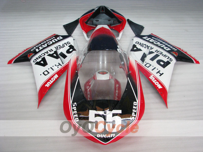 Kit de carénage à injection pour Ducati 1098 de 07-09 - Rouge, Blanc, Noir - PIRELLI #OYO87906231