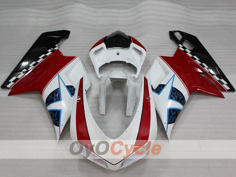 Kit de carénage à injection pour Ducati 1098 de 07-09 - Rouge, Blanc - Style usine #OYO87906234
